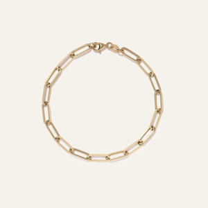 14K Gold 4mm Paperclip Chain Bracelet（11962）