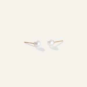 14K Gold Freshwater Cultured Pearl Studs(14779)4MM