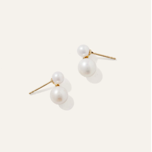 14k Gold Pearl Drop Earrings (3900)