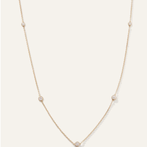 14K Gold Diamond Bezel Station Necklace（9625）